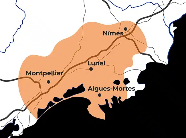 Zone d'intervention d'Olivier Ramonage dans le Gard et l'Hérault